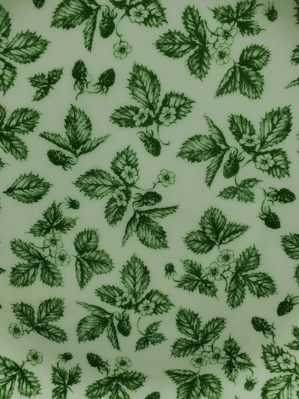 IKEA White Dinner Plates With Green Strawberries Flowers & Leaves